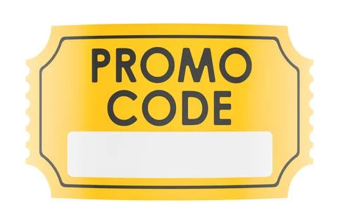 Promo code, gold coupon. Mockup template. 3D rendering Stock Illustration
