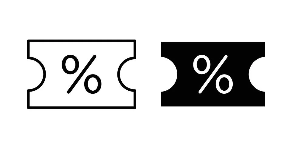 Promo code icon. Line Drawings and Silhouettes icons Illustrazione stock