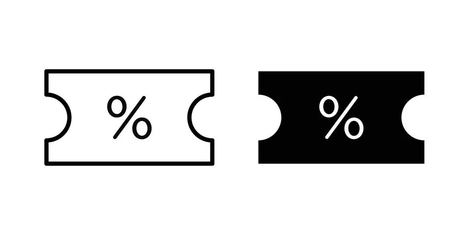 Promo code icon vector concepts, line and silhouette style Illustrazione stock