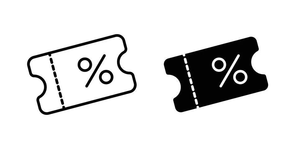 Promo code icon vectors. Illustrations in black Illustrazione stock