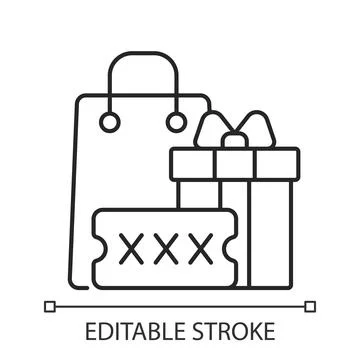 Promo code for purchase bonus black linear icon for light theme Stock Illustration