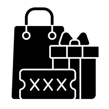 Promo code for purchase bonus black glyph icon Illustrazione stock