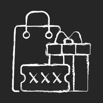 Promo code for purchase bonus chalk white icon on black background Stock Illustration
