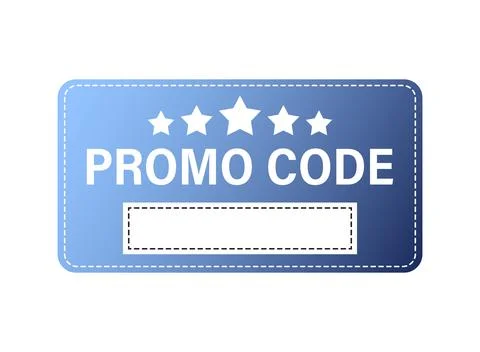 Promo code template icon in flat style. Promotion label vector illustration.. Ilustración de archivo