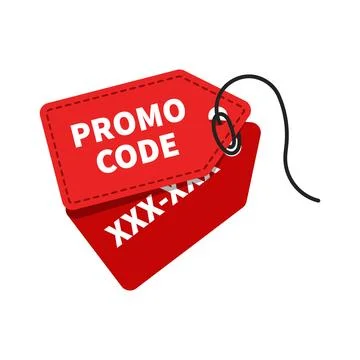 Promo code template icon in flat style. Promotion label vector illustration.. Ilustración de archivo