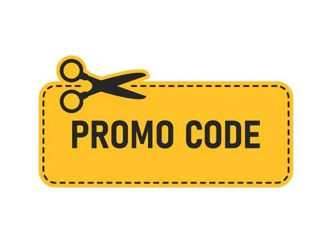 Promo code template icon in flat style. Promotion label vector illustration.. Ilustración de archivo