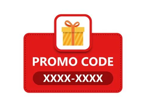 Promo code template icon in flat style. Promotion label vector illustration.. Ilustración de archivo