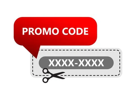 Promo code template icon in flat style. Promotion label vector illustration.. Ilustración de archivo