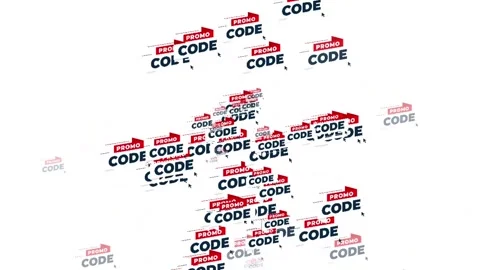 Promo Code Text Animation with Red Banner and Cursor on White Background Video stock 342266105