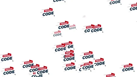 Promo Code Text Animation with Red Banner and Cursor on White Background Video stock 342266145