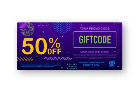 Promo code. Vector Gift Voucher with Coupon Code. Premium eGift Card Background Stock Illustration