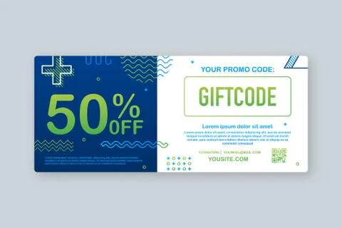 Promo code. Vector Gift Voucher with Coupon Code. Premium eGift Card Background Stock Illustration