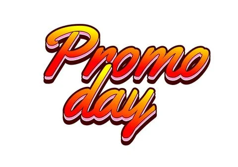 Promo day. Text effect in 3D style with good colors 스톡 일러스트
