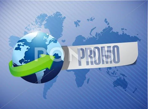 Promo globe message over a world map Stock Illustrationen