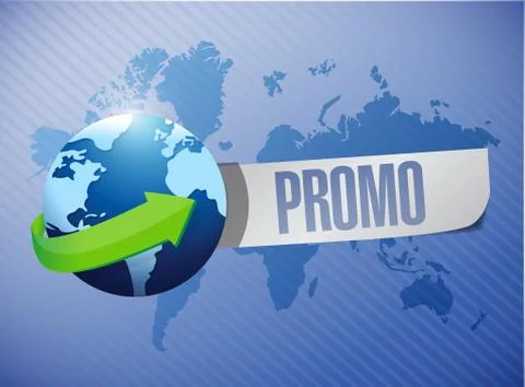 Promo globe message over a world map Stock Illustration