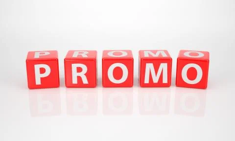 Promo out of red letter dices Stock Illustration