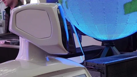 Promo robot on the exhibition Stock Footage 83221892