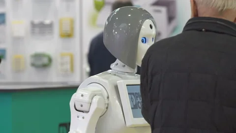 Promo robot on the exhibition 스톡 동영상 88692897