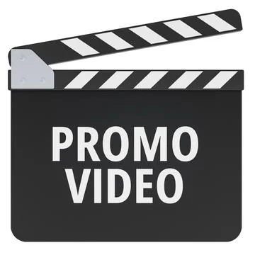 Promo Video concept with clapperboard. 3D rendering Stock Illustration