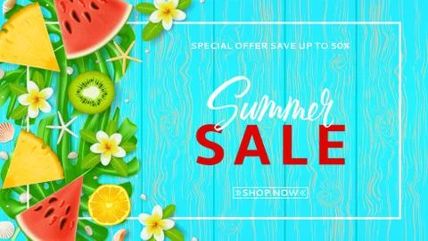 Promo web banner template for summer sale Stock Illustration