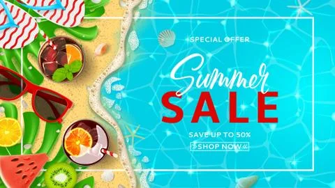 Promo web banner template for summer sale Stock Illustration