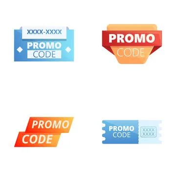 Promocode icons set cartoon vector. Colorful coupon template for big sale Stock Illustration