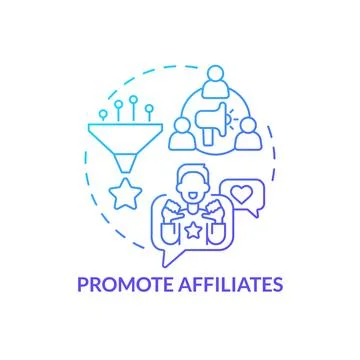 Promote affiliates blue gradient concept icon Stock Illustration