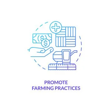 Promote farming practices blue gradient concept icon Stock Illustration