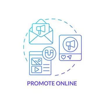 Promote online blue gradient concept icon Stock Illustration