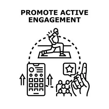 Promoting active engagement through digital fitness community 스톡 일러스트