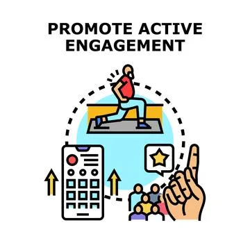 Promoting active engagement through digital fitness community Stock Illustration