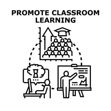 Promoting classroom learning improving education progress concept Stock Illustration