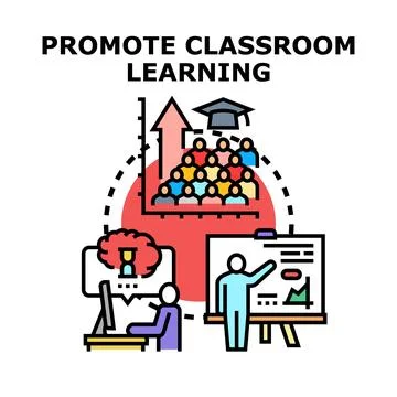 Promoting classroom learning improving education progress concept Stock Illustration