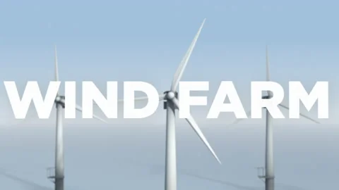 Promoting clean energy sources. Introducing wind farms. Turbine blades turning Stock Footage 220896635