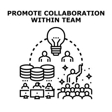 Promoting collaboration and teamwork for business ideas Stock Illustration