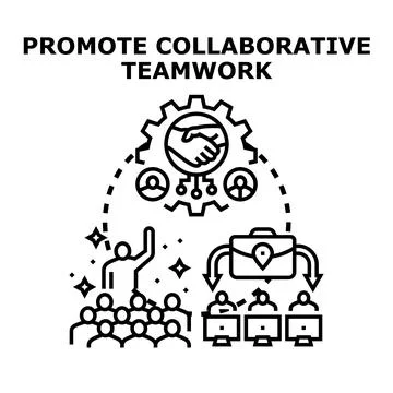 Promoting collaborative teamwork business strategy concept illustration Stock Illustration