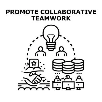Promoting collaborative teamwork for business success and innovation 스톡 일러스트