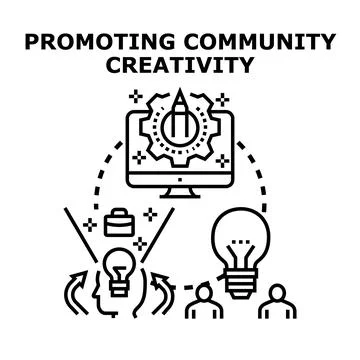 Promoting community creativity and idea generation process Stock Illustration