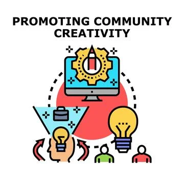 Promoting community creativity and idea generation process Stock Illustration