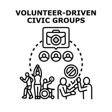 Promoting community support for volunteer driven civic groups Stock Illustration