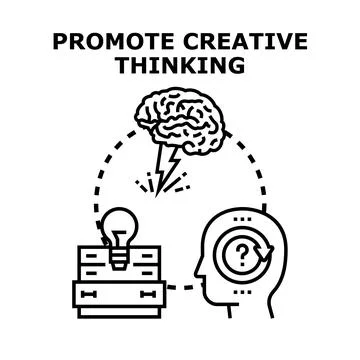 Promoting creative thinking and innovative idea generation process Stock Illustration