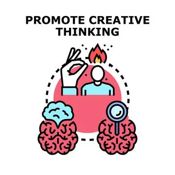 Promoting creative thinking, generating fresh ideas, and developing new con.. Illustrazione stock