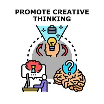 Promoting creative thinking identifying new business solutions Stock Illustration