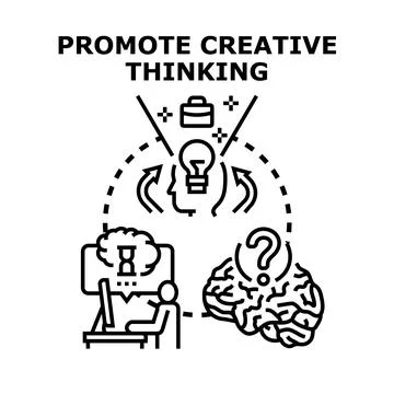 Promoting creative thinking identifying new business solutions Stock Illustration