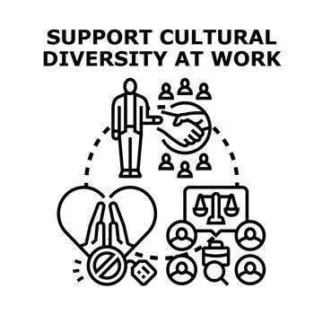 Promoting cultural diversity and inclusion at work Stock Illustration
