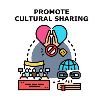 Promoting cultural sharing developing global understanding Stock Illustration