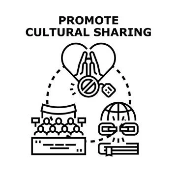 Promoting cultural sharing developing global understanding Illustrazione stock