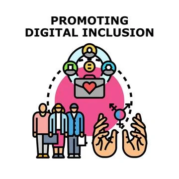 Promoting digital inclusion on digital platforms Stock Illustration