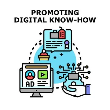 Promoting digital know how and online education development Stock Illustration
