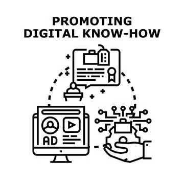 Promoting digital know how and online education development Illustration